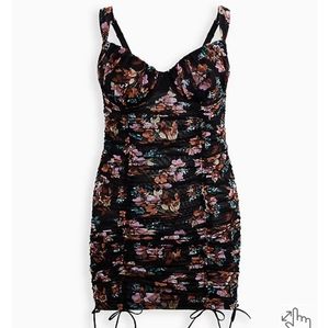 Torrid Black Floral Mesh Drawstring Chemise, NWOT, Size 4
